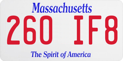 MA license plate 260IF8
