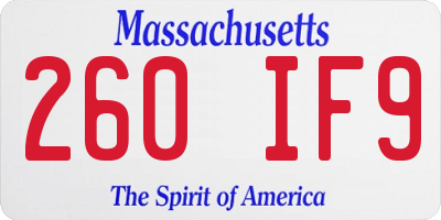 MA license plate 260IF9