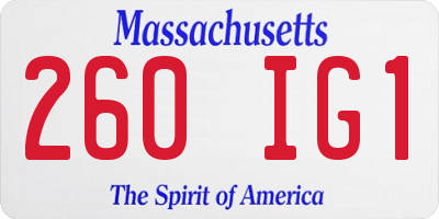 MA license plate 260IG1