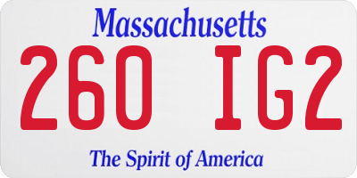 MA license plate 260IG2