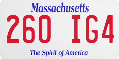 MA license plate 260IG4