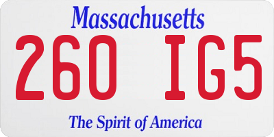 MA license plate 260IG5