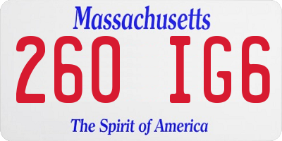 MA license plate 260IG6