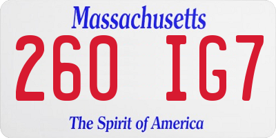 MA license plate 260IG7
