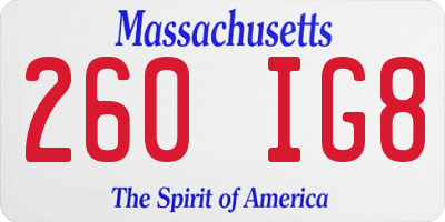 MA license plate 260IG8
