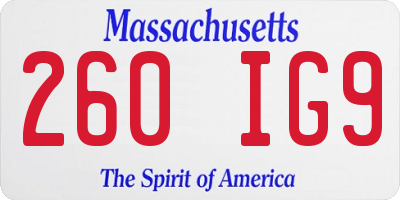 MA license plate 260IG9