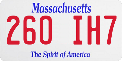 MA license plate 260IH7