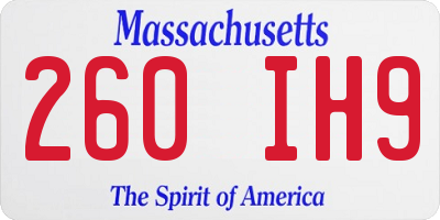 MA license plate 260IH9