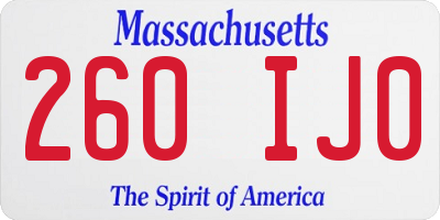 MA license plate 260IJ0