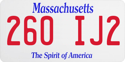 MA license plate 260IJ2