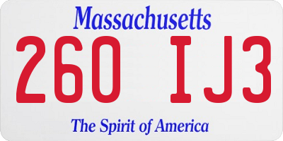 MA license plate 260IJ3