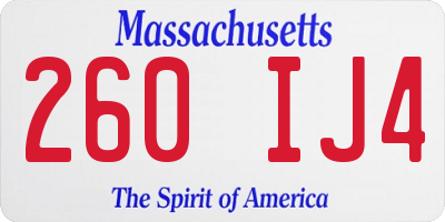 MA license plate 260IJ4