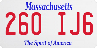 MA license plate 260IJ6