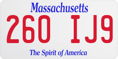 MA license plate 260IJ9