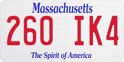 MA license plate 260IK4