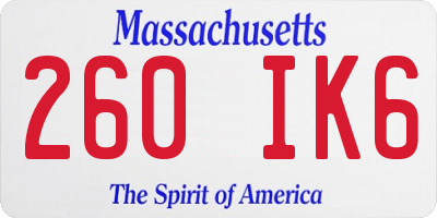 MA license plate 260IK6