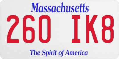 MA license plate 260IK8