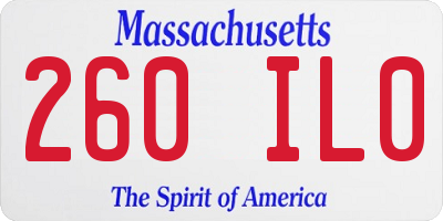 MA license plate 260IL0