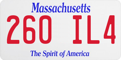MA license plate 260IL4