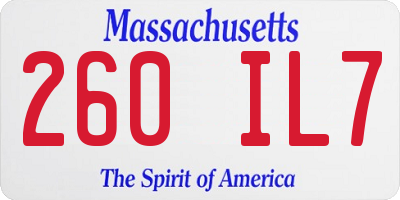 MA license plate 260IL7