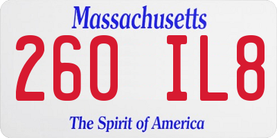MA license plate 260IL8