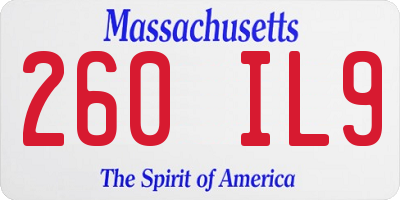 MA license plate 260IL9