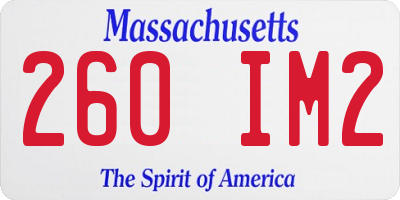 MA license plate 260IM2