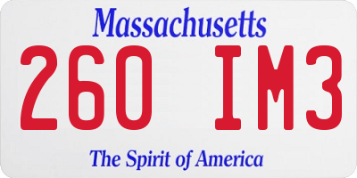 MA license plate 260IM3