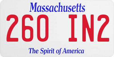 MA license plate 260IN2