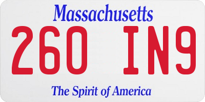 MA license plate 260IN9