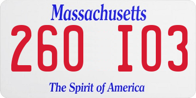 MA license plate 260IO3