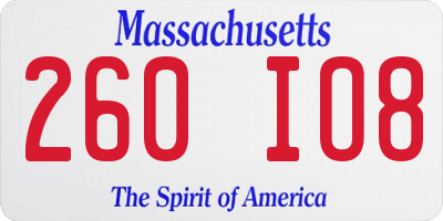 MA license plate 260IO8