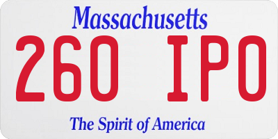 MA license plate 260IP0