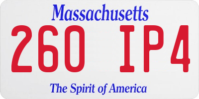 MA license plate 260IP4