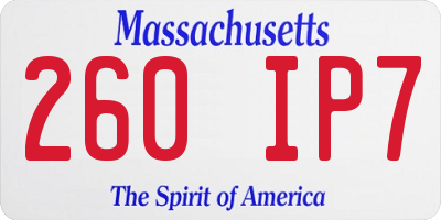 MA license plate 260IP7
