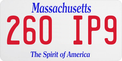 MA license plate 260IP9