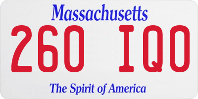 MA license plate 260IQ0