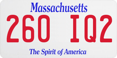 MA license plate 260IQ2
