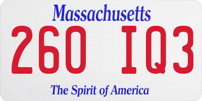MA license plate 260IQ3