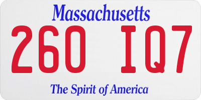 MA license plate 260IQ7