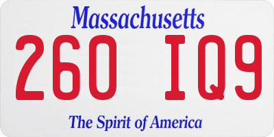 MA license plate 260IQ9