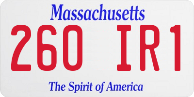 MA license plate 260IR1