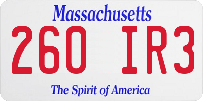 MA license plate 260IR3