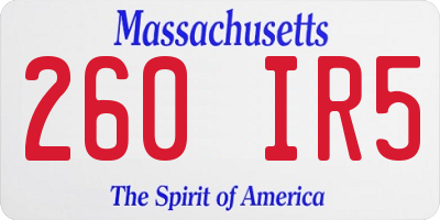 MA license plate 260IR5