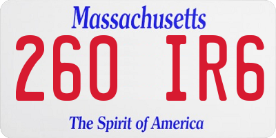 MA license plate 260IR6