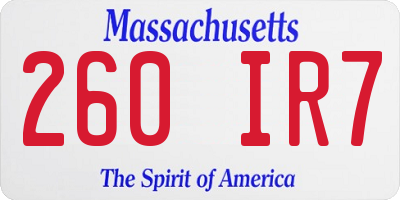MA license plate 260IR7