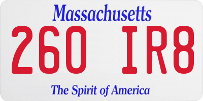 MA license plate 260IR8