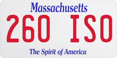 MA license plate 260IS0