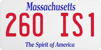 MA license plate 260IS1