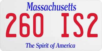 MA license plate 260IS2